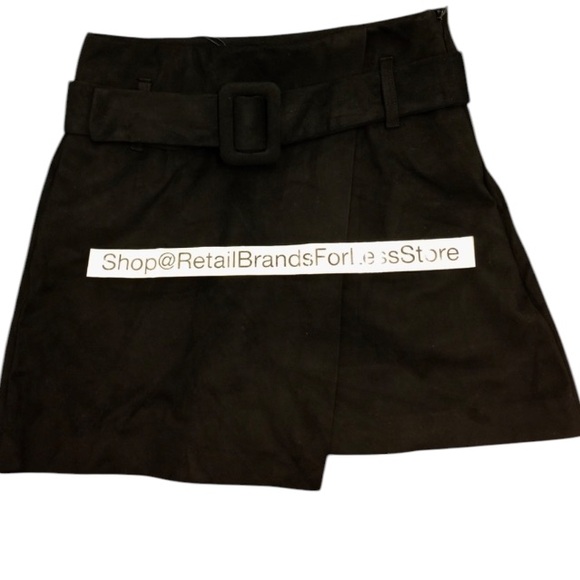 ZARA BLACK FAUX SUEDE BELTED SHORTS SKORT $59.90 - Picture 7 of 8